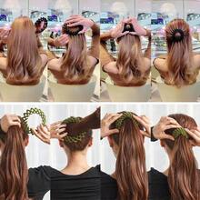 WADY Pinzas para El Pelo Con Forma de Nido de Pájaro Clip Mágico Extensible para Moño y Coleta de Caballo Pinzas para El Pelo de Terciopelo Con Diseño de Nido Pájaros Perezosos Horquillas A-4 - A4 - Ver 5