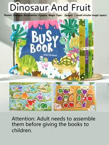 (需成人组装)1本适合3岁以上儿童的多主题互动游戏书,包含动物、车辆、恐龙等图案,附赠互动贴纸,适合学龄前儿童,包含数字和字母配对游戏,是送给孩子的绝佳礼物。 - 彩色 - 查看 14