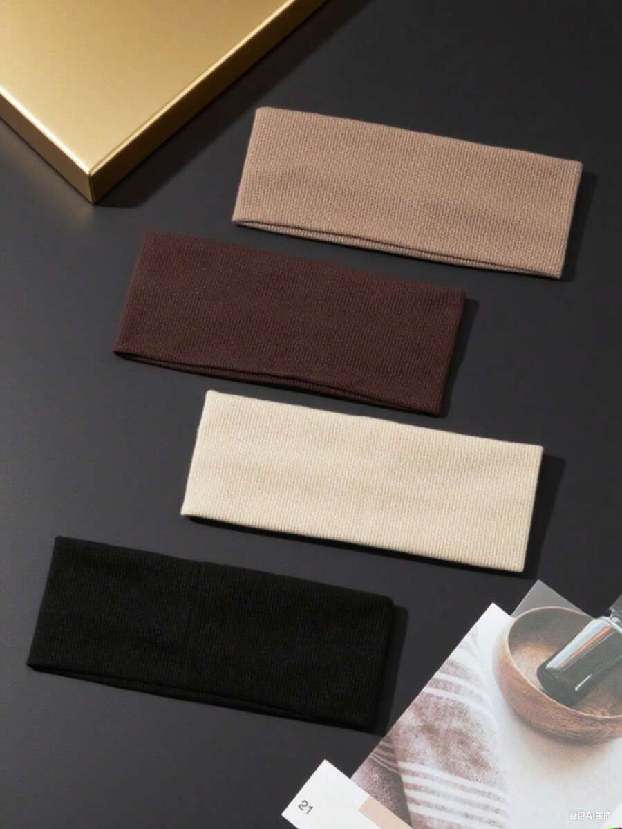 1/3/4 Pcs Casual Versatile Solid Color Sports Headband Sweatband Hair Accessories, Elegant Scarf For Women, Autumn/Winter - Multicolor - View 1