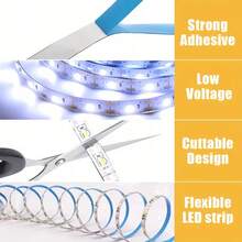 [10m/5m/3 米/2m/1m 柔性 USB LED 灯带，卧室 LED 灯，柔性装饰灯带，高亮度可切割和粘贴照明灯带，适用于卧室、橱柜、厨房 DIY，无需电池、电视背光，适用于电视背光、卧室、橱柜、厨房、DIY 照明] - 白色外殼 - 查看 11