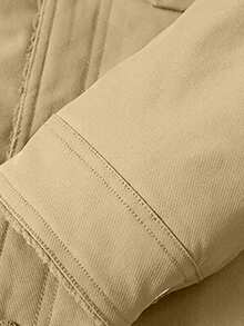 1pc Autumn/Winter Thermal Lined Warm Fur Collar Jacket, New Men's Jacket Outerwear Lapel Casual Versatile Multi-Pocket Jacket, Khaki Jacket, Retro Jacket - Khaki - View 8