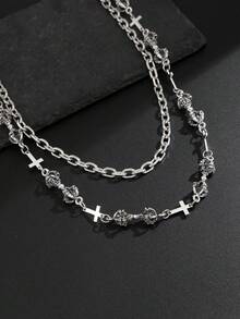 1件哥特式几何夸张权杖十字镂空链条拼接多层流苏腰链身体链，朋克复古摇滚嘻哈休闲日常街拍婚礼派对节日情侣生日百搭饰品腰链礼物 - 褲鏈 - 查看 6