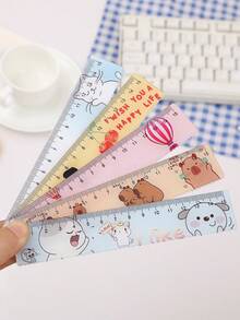3/5pcs Acrylic Cartoon Ruler, Student Stationery Ruler, Cute Cartoon Ruler, Unisex Student Supplies, Holiday Gift, Ruler, Drawing Essential
