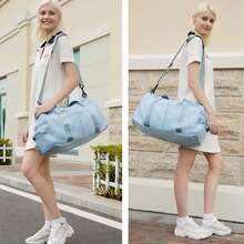 1 pezzo Borsa da allenamento di grande capacità, borsa da viaggio, borsa da palestra, bagaglio per vacanze di una notte, scomparto separato per scarpe bagnate e asciutte, borsa da weekend, adatta per lavoro, vacanze, attività all'aperto, sci, tempo libero, palestra, viaggio, borsa da notte, borsa, borsa sportiva, forniture scolastiche, articoli per il ritorno a scuola degli studenti, borsa, borsa da weekend, borsa shopper, borsa per coppie