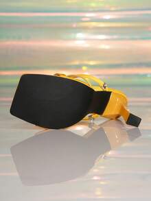 1双优雅纯色高跟凉鞋，方头细高跟，时尚女鞋，适合夏季户外穿着 - 橘色 - 查看 6