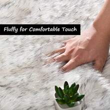 Fluffy Faux Fur Runner Rug 2x6 For Bedroom White With Grey Tips Faux Sheepskin Rug Bedside Dorm Washable Shaggy Plush Rectangle Perfect For Living Room Entryway Or Hallway Cozy Soft Texture Ideal For Home Decor And Warmth In Any Season - 2x6Rectangular - View 5