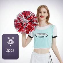 2pcs/Set Colorful Cheerleading Pom Poms, Thick & Dense, Clip-On Style, Suitable For Cheerleading Performances, Parties, Competitions And Dance Events - Multicolor - View 1