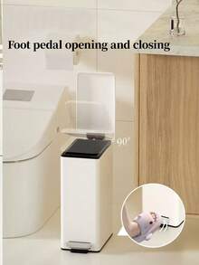 1个7/10/12升纤薄垃圾桶，脚踏式开启垃圾桶，适用于厨房、角落，也适用于浴室，节省空间，适用于厨房、浴室、客厅，使垃圾收集更轻松，狭窄空间，废纸篓，不锈钢卧室脚踏式卫生纸架，酒店和家庭豪华大容量垃圾桶 - 白色 - 查看 3