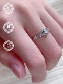 Anillo de joyería de plata de ley 925 con doble capa de corazón y círculo geométrico, adecuado para mujeres, joyería de boda, compromiso y novia, empaquetado en caja de regalo para el Día de San Valentín