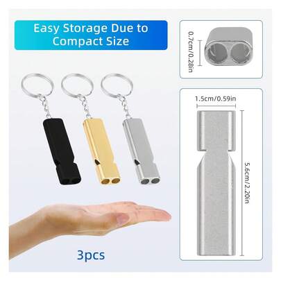 비상 생존 호루라기, 야외 캠핑 하이킹 보트를 위한 끈 키체인이 있는 이중 튜브 호루라기 슈퍼 시끄러운 알루미늄 호루라기