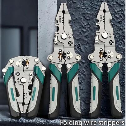 أداة سلك متعددة الوظائف قوية القبضة - كماشة متعددة الوظائف مع وظائف تقشير السلك والتكريم والثني، مقبض إرجونومي، تصميم قابل للطي، مناسبة للكهربائيين والهواة والمحترفين، طراز جديد 2025