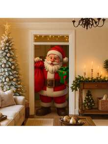 Door Cover Decoration For Christmas And New Year's With Beautiful Prints - Santa Claus Gifts - View 3