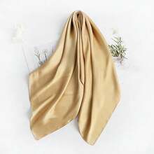 Lastclream Chiffon Square Neck Scarves For Women Handkerchief Retro Satin Ribbon Scarf For Hair Wrapping 23.6inch 26inch,23.6inchRibbon-Khaki - 23.6吋絲帶-卡其色 - 查看 6