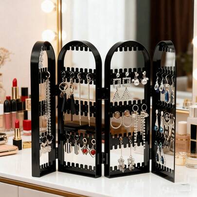 Soporte de exhibición de aretes de acrílico transparente con 240 agujeros, caja de almacenamiento de joyería de gran capacidad con forma ovalada, material de plástico, decoración minimalista, con broche de , organizador de joyería multifuncional en forma de torre