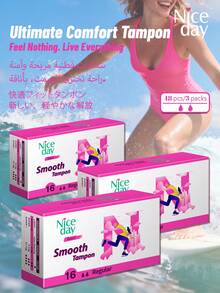 Niceday 32pcs/2 Boxes Premium Waterproof Sanitary Tampons, Regular Absorbency, Short Tampons, Suitable For Swimming And Surfing