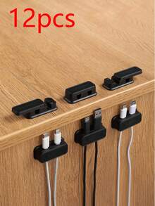 6pcs Magnetic Cable Organizer Clips, Desk Wire Management Holder, Adhesive Charging Cable Winder Mount For Bedroom, Kitchen, Office