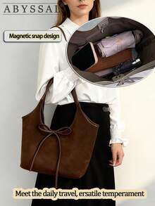 Vintage Matte Tote Bag Women Large Capacity Casual Bucket Bag Fashion Single Shoulder Handbag Retro Frosted Large Capacity Tote Bag Women's Casual Bucket Bag Chic Top-Handle Handbag Y2K Vintage Matte Finish Tote Bag Large Capacity Women Casual Bucket Bag Shoulder Handbag  Thanksgiving Accessory  Christmas Market Bag [US Local Warehouse] - 彩色 - 查看 7