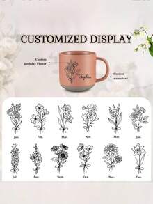 Personalized Name Coffee Mug & Birthday Flower, Christmas Gift, Christmas Decoration, Thanksgiving Gift, New Year Gift, Gift For Her, 11oz Mug, Personalized Mug, Gift For Best Friend, Fun Friendship Gift, Sister Name Mug, Easy To Clean, Suitable For Youth Festival, Housewarming, School, Home, Office, Customized, Personalized, Unique, Holiday Calendar