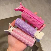 两件套丰盈发根夹，易于造型的卷发棒，可快速打造蓬松发型，轻巧塑料材质，白色底座粉色顶部，经久耐用，适合派对和日常使用，增加发量，卷发夹设计，功能性发饰，发夹