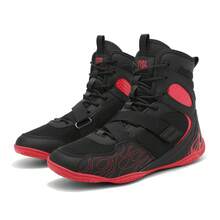 男士摔跤鞋、高帮搏击拳击鞋、训练鞋、跆拳道靴、健身武术鞋、高品质男士专业运动鞋、舒适防滑耐用透气踝部支撑纹理鞋底