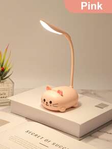 USB Rechargeable Eye-Caring Desk Lamp, Cute Cat LED Study Reading Light, Foldable, Dimmable Bedside Lamp For Bedroom, Student Dorm