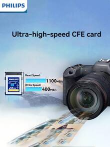 PHILIPS 飞利浦 CFexpress Type B 卡，读取速度高达 1100MB/s，写入速度高达 400MB/s，专为专业相机和流畅的 4K 视频录制而设计（128GB/256GB/512GB）