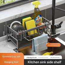Multifunctional Sink Drain Rack, Dishwasher Sponge Holder, Kitchen Utensil Drainer, Spherical Metal Sink Dishwasher Storage Rack, Upgraded Carbon Steel Material. Kitchen Organizer Rack, Sink Towel And Mat Made Of Carbon Steel, Spherical Metal Sink Rack. - Multicolor - View 8