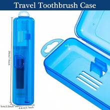 TYUI Toothbrush Travel Case 2 Pack Clear Dark Blue Toothbrush Case HolderTravel Size Plastic Toothbrush Holder Toothpaste Storage Container Portable For Traveling 7.87 X 1.85 X 1.18 - 清澈深藍 - 查看 2