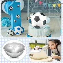 3pcs Soccer Ball Shaped Cake Pan Set, Aluminum Non-Stick Baking Molds, 3D Sports Themed Desserts And Cakes, With 2.76", 3.15", 3.54" Pans For DIY Baking - Silver - View 4