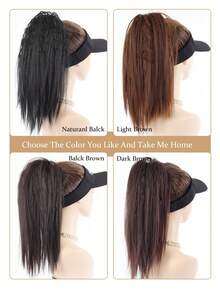 Synthetic Claw Clip In Ponytail Hair Extensions 16inch Long Straight Claw Clip Ponytail For Women Hair Extension Hairpiece Fluffy Hair Root - Multicolor - View 6