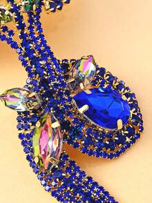 1pc Silver & Diamond Rhinestone Snake Finger Chain Bracelet, Fashion Party Jewelry - Silver - View 9