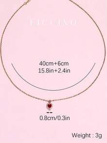 FICCINO 彩色心形方晶锆石镀金钛钢可调节长度项链，适合女孩，可爱迷人的项链，配有礼盒，非常适合送给女朋友和闺蜜 - 146n - 查看 9