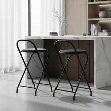 Compact Folding High Stool, 70 Cm High, Black, For Apartments And Various Environments - Black - View 5