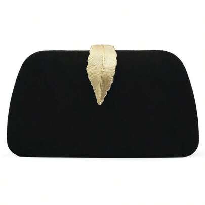 Small Women Metallic Clutch Purses For Party Wedding With Leaf Closure