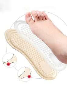 1 Pair Women's Soft, Breathable, Moisture-Wicking Insole Cushions For High Heels And Casual Shoes, Trimable, Suitable For All Seasons - Beige - View 2
