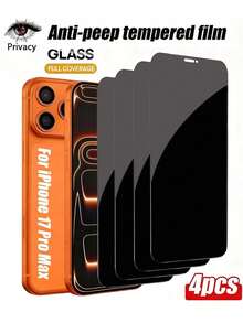 四片装隐私钢化玻璃屏幕保护膜，兼容 17/17 Air/17 Pro/17 Pro Max/16/16 Pro/16 Pro Max/15/14/13/12/11 Pro Max/XR/X/XS Max/7/8 Plus/SE 2025。防刮、防震、防水、防指纹。这款防刮保护膜透光率高，采用耐用玻璃材质，防水防尘。是手机配件爱好者和科技达人的理想之选。 - 黑色 - 查看 13