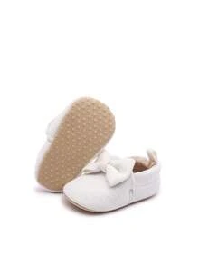 Baby Prewalker Shoes 0-1 Years Old, Bow Slip-On Soft Bottom Toddler First Walking Shoes - White - View 10