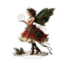 Dekorative Acryl Weihnachts-Feenfigur mit Ständer - Tischbeleuchtung Dekoration, multifunktionale englische Plakette für Zuhause und Büro, perfekt für Schlafzimmer, Garten, Wohnzimmer, Küche - 1 Stück