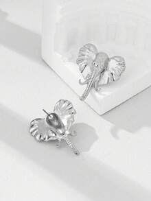 1 par de pendientes con diseño geométrico único de elefante de moda para mujeres - Plateado - Ver 5