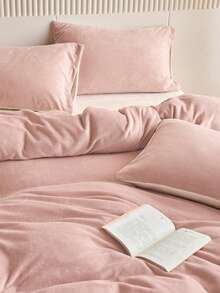 2件装粉色和白色秋冬季加厚水晶绒法兰绒枕套纯色日式简约纯色，超级柔软透气，简约时尚休闲，适合日常生活、四季学生宿舍、枕套（不含枕芯）、床上用品、酒店、家居用品，双人床、大号床、特大号床。 - 彩色 - 查看 6