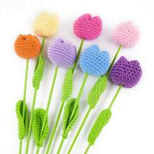 1pc Creative Wedding Handheld Small Bouquet Handmade Knitted Bouquet Woolen Crochet Flowers Gifts Artificial Flowers Home Decorations - Multicolor - View 1