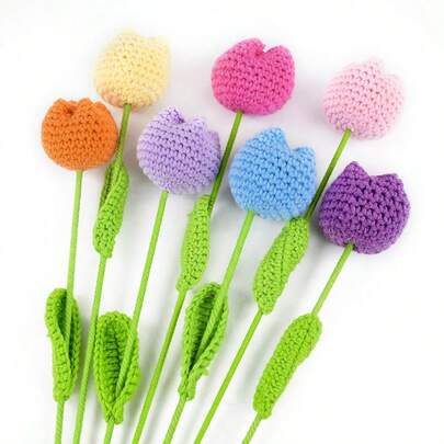 1 st kreativ bröllopshandhållen liten bukett handgjord stickad bukett ullvirkade blommor presenter konstgjorda blommor heminredning