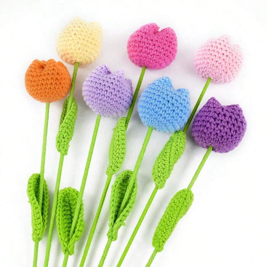 1pc Creative Wedding Handheld Small Bouquet Handmade Knitted Bouquet Woolen Crochet Flowers Gifts Artificial Flowers Home Decorations - Multicolor - View 1