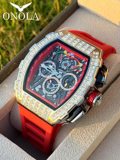  ONOLA Fashion Brand Waterproof Mechanical Watch Automatic Movement Men Luxury Watch Men Wristwatches Diamond Watch Men