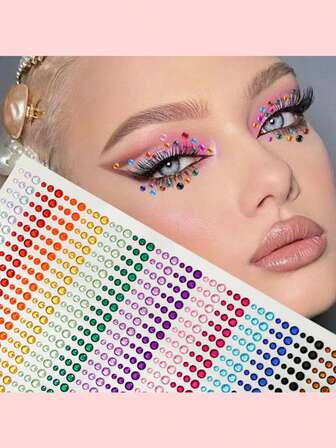 1片装DIY亚克力15色钻石贴纸，化妆面部宝石，舞台彩色钻石贴纸，彩色化妆饰品美甲宝石，闪亮钻石贴纸