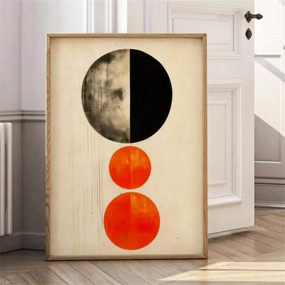 1 Pc Minimalist Bauhaus Wall Art, Mid Century Modern Geometric Poster, Abstract Red & Black Japandi Print, Art Lover Gift For Home Decor, Wall Decor, Modern Minimalist Style Posters, Living Room And Room Decoration, Bathroom Decoration, Ideal Gift, No Frame