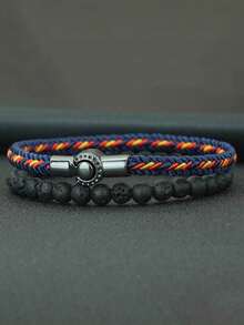 diffone 2 Pcs/Set Handmade 6mm Stone Beads Bracelet Magnetic Rope Couple Bracelet For Men Wristband Jewelry - Men's Bracelet Set - View 4