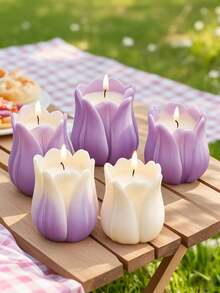 Khuôn nến hoa tulip 3D - Khuôn silicon làm nến thủ công - Thiết kế hoa - Hoàn hảo làm quà tặng ngày lễ tình nhân - trắng - Xem 2