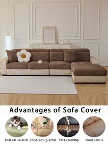 1pc Thick Warm Jacquard Soft Velvet Anti-Slip Sofa Seat Cushion Cover, Style Soft & Skin-Friendly Pet-Proof Elastic Sofa Slipcover, Autumn/Winter Anti-Scratch Sofa Skirt Fit For L-Shaped Combination Sofa And 1/2/3/4 Seat Sofa (Sold Individually) - Coffee Brown - View 6