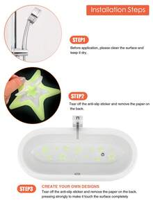 30pcs Glow-In-The-Dark Asymmetrical Pentagram Anti-Slip Stickers, Indoor Floor Anti-Slip Decals, Bathtub Decorative Stickers - Yellow - View 10